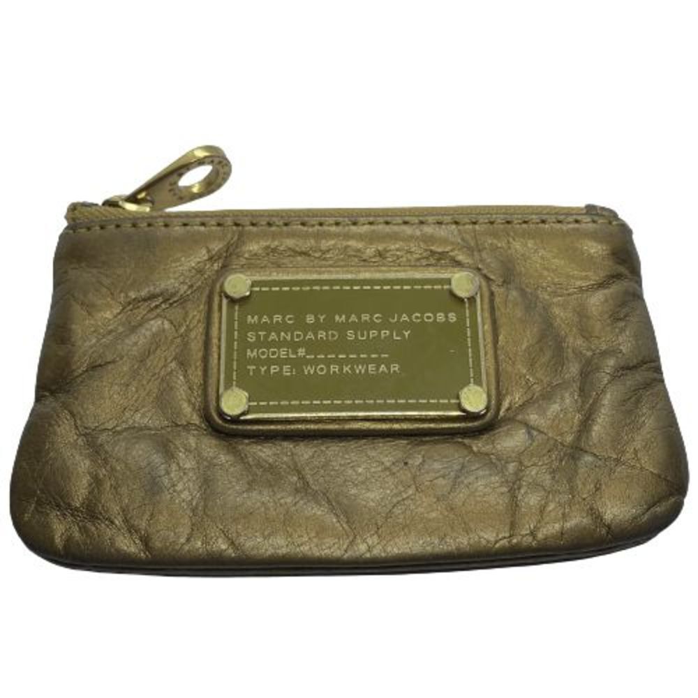 Marc By Marc Jacobs Golden Leather Zippered Keychain Coin Purse / Pouch